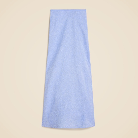 New J.CREW Size M Gwyneth Slip Skirt in Linen French Blue $118 CI648 - Picture 1 of 2